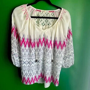 CLEARANCE! Jolt Sheer Lacy Boho Tribal Top Blouse Size M Medium EUC‎
